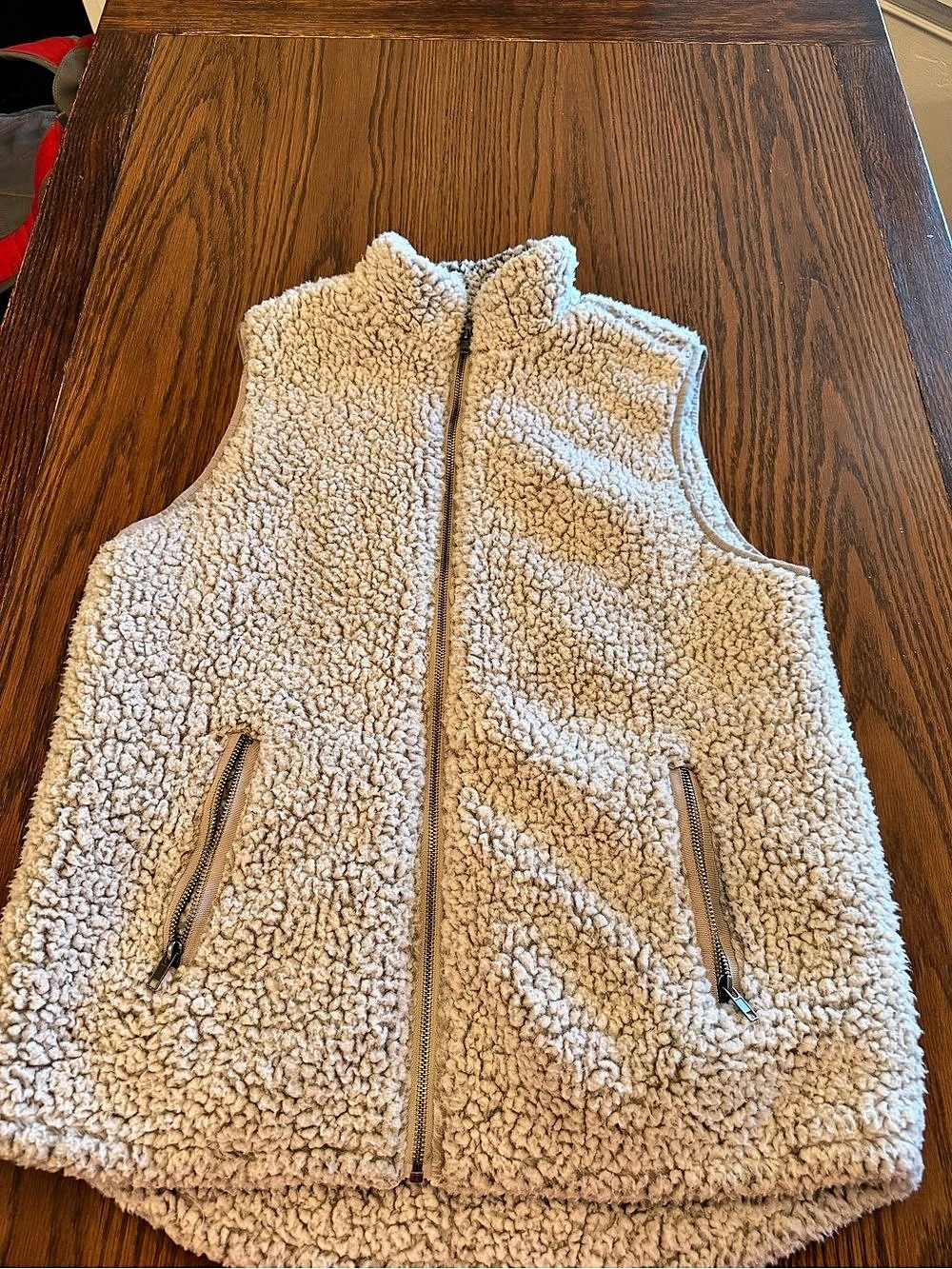 Thread & Supply Sherpa Fleece Zip-Up Vest Cream Large